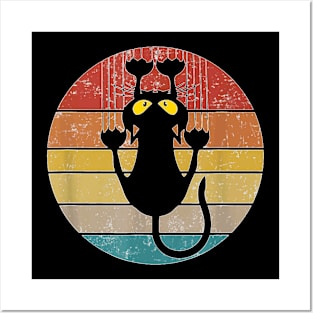 Cat  Retro Vintage Colors With Scratching Cat Posters and Art